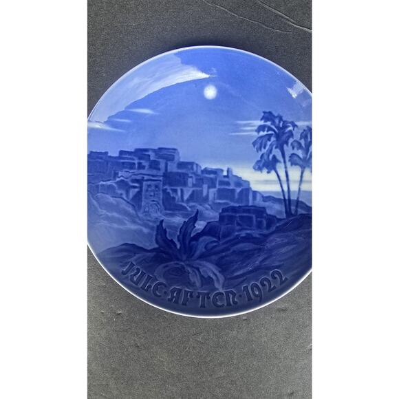 Vintage Bing & Grondahl B&G Jule-Aften 1922 Christmas Plate Denmark Blue Holiday - Picture 4 of 6